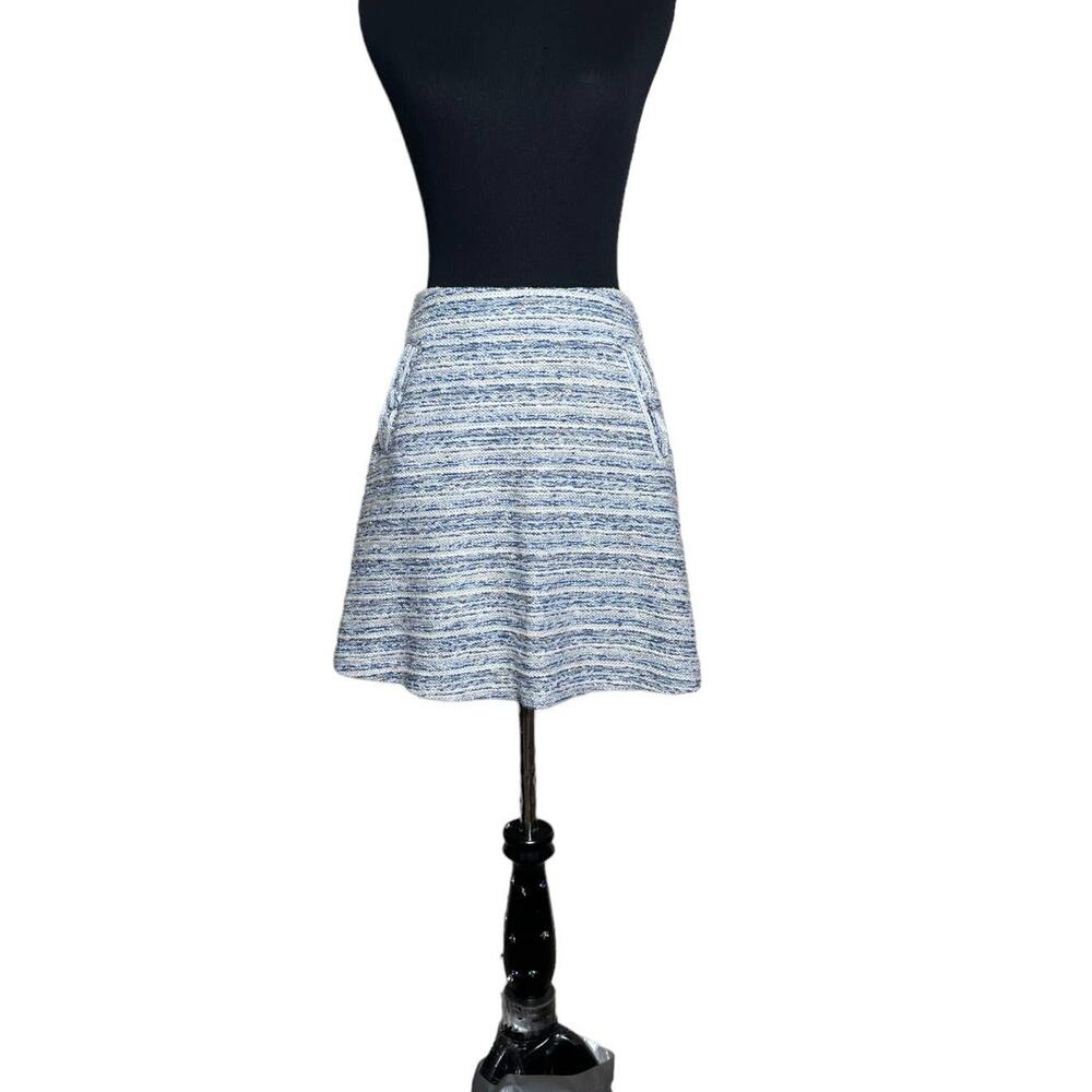 Loft blue tweed lined A line mini pull on skirt size XS